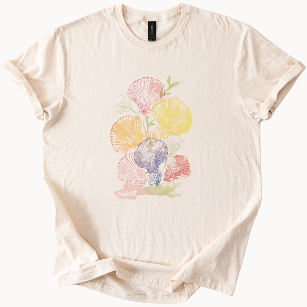 Botanical Pea Flower Graphic Tee Watercolor Nature Art